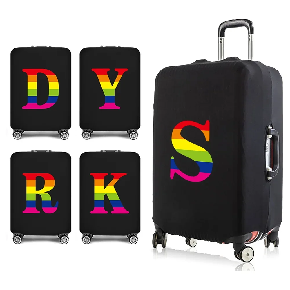 

Travel Essentials Luggage Protective Cover Rainbow Letter Print 18-32 Inches Traveling Accessories Trolley Elastic Suitcase Case