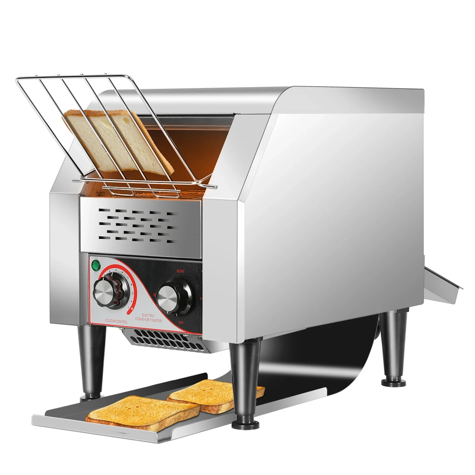 Conveyor Toaster 150 Slices/Hour Commercial Toaster for Restaurant Heavy Duty Auto Discharge Commercial Conveyor Toaster  1300W