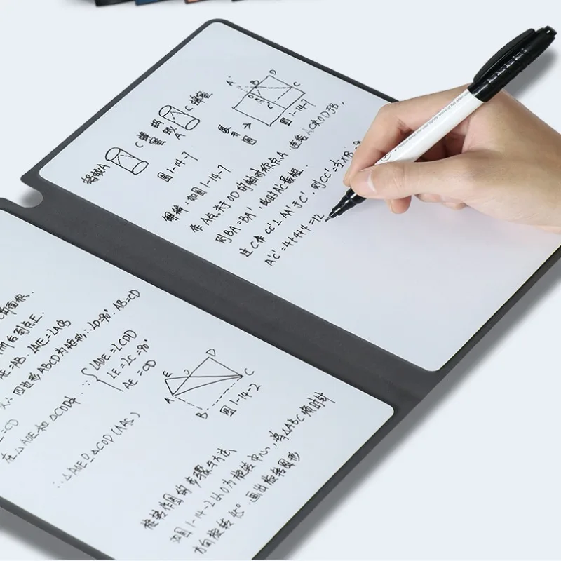 Reutilizável Whiteboard Notebook Set com caneta Whiteboard, apagando pano, Memo Pad de couro, planejador semanal, portátil, elegante, escritório, 1 Pc