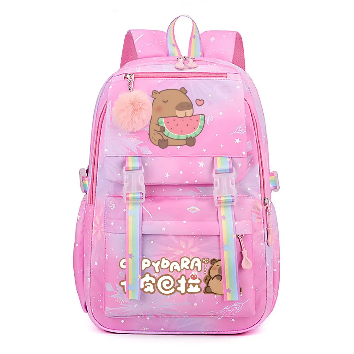 Cute Capybara & Watermelon Print Schoolbags Cartoon Capybara Children Backpack Girls Boys Teeneger School Backpack Travel Bags