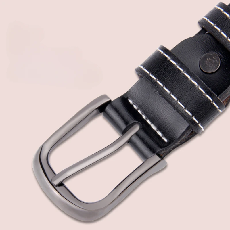 Vrouwen Echt Lederen Riem Pin Gesp Mode Riemen Zilveren Gesp Eenvoudige Retro Decoratieve Riem Student Riem Riemen Voor Vrouwen