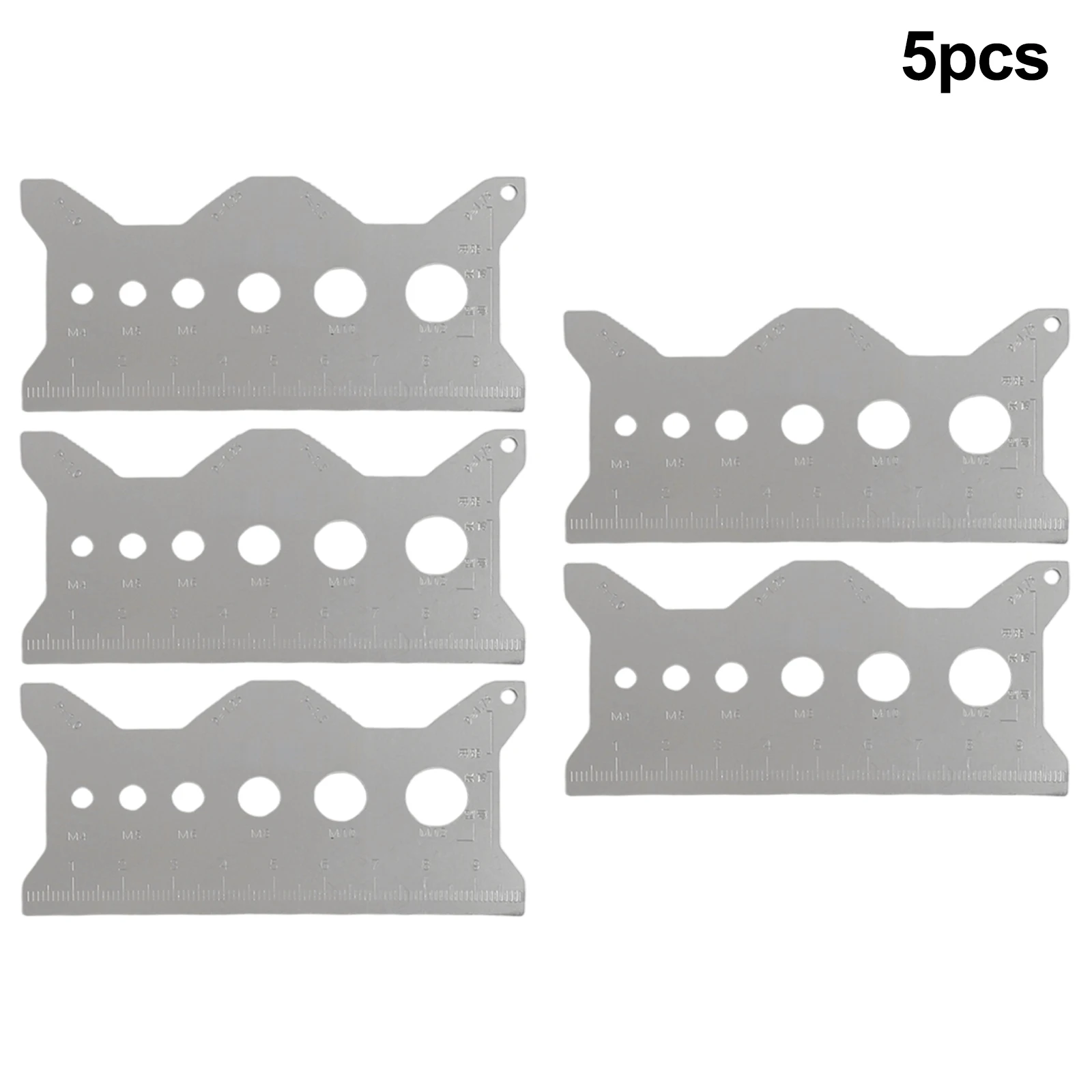 5PCS 1-100mm Stainless Steel Double-Sided Bolt Gauge Card Thread-Checker Flat Measuring Caliper Thread For Electronics Crafts