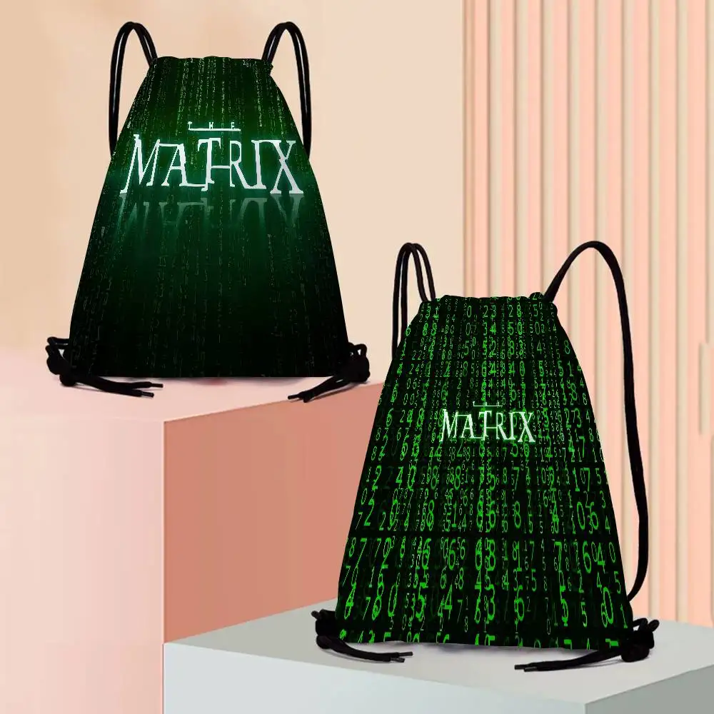 T-The M-Matrix Movie 1 قطعة حقيبة ظهر برباط حقيبة ظهر بسلسلة أكياس السرج حقيبة السائبة للمدرسة اليوغا رياضة رياضة السفر