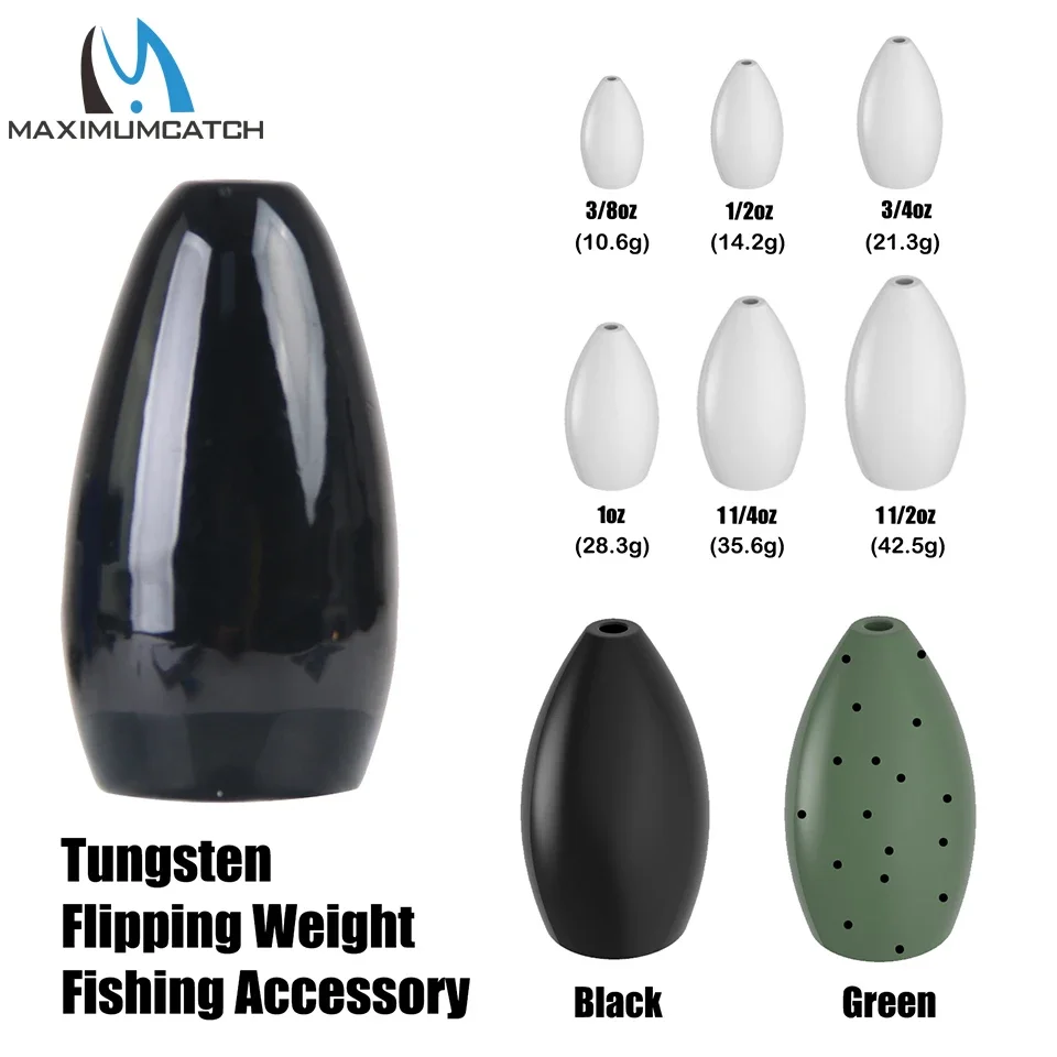 Maximumcatch Tungsten Bullet Weight Fishing Sinker Flipping Texas Rig Bass Lure Weight Worm Soft Plastic Fishing Tackle