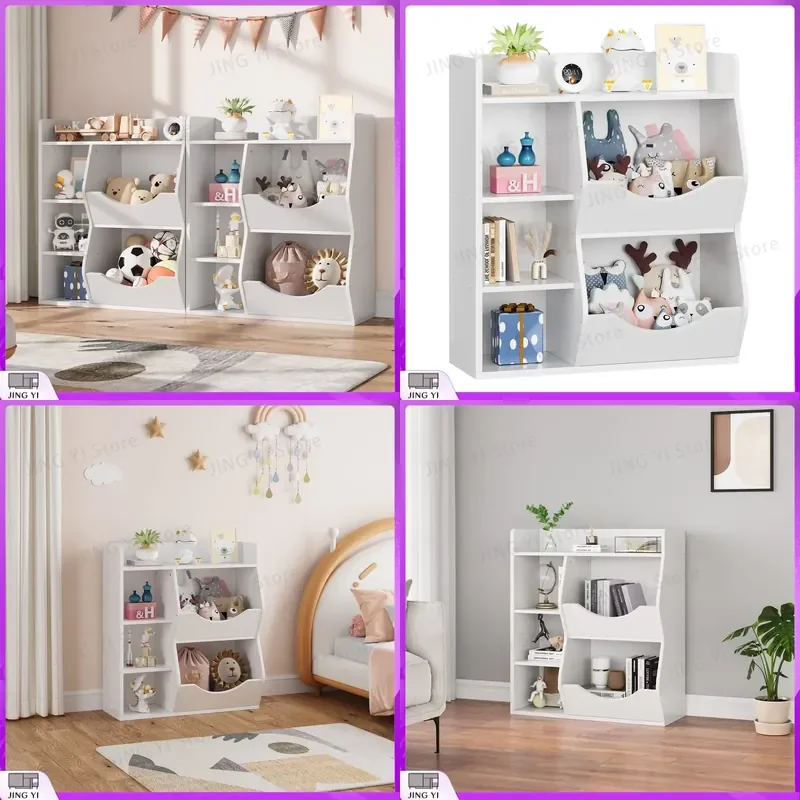 Kids Bookshelf Toy Storage Organizer 5 Cubes Wooden Bookcase for Children Bedroom Living Room Home Office Study Room
