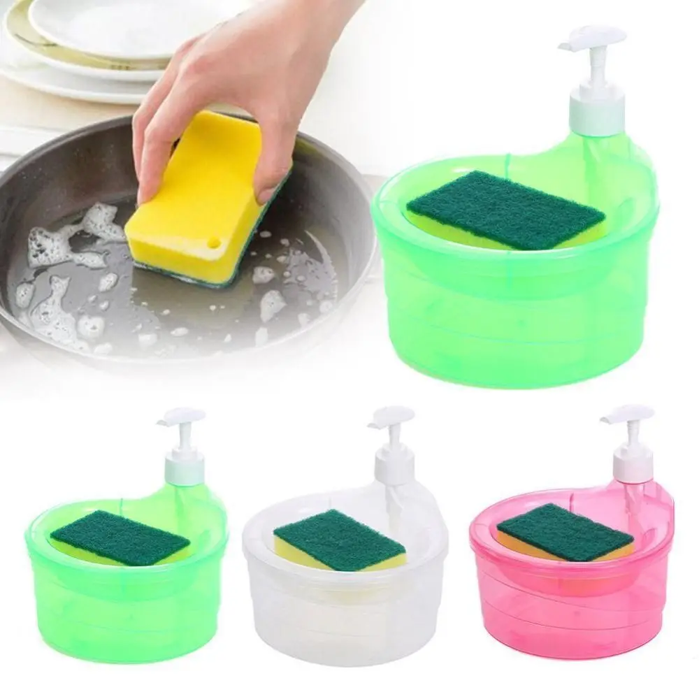 Dishwashing Liquid Automatic Dispenser Portable Soap Liquid Adder Kitchen Detergent Press Box Sponge Soap Kitchen Tools