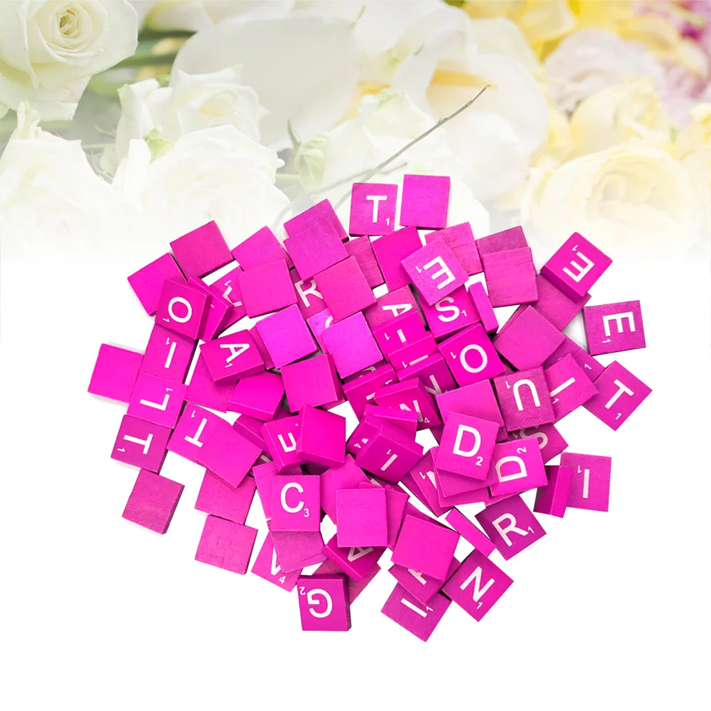 100pcs Alphabet Puzzle Wooden Cubes Natural Rosy Wood Diy Literacy Game Kids Learning Educational Craft Blocks Decor For