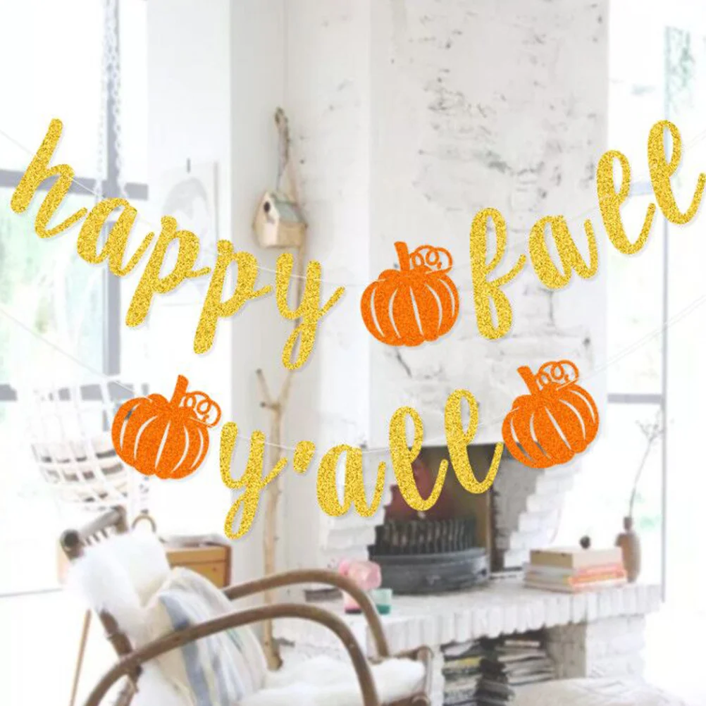 

1Pcs Golden Pumpkin Bunting Stylish Hanging Thanksgiving Party Decoration Photo Prop Festive Garland Thanksgiving Bunting