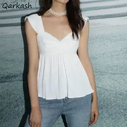 Sleeveless Blouses Women Backless Cropped Clothes Hotsweet Slim Sexy Kawaii Summer Basics Korean Fashion Simply Temper Pure Chic