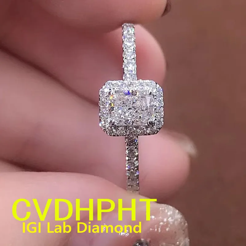 

Real 14K White gold Ring Lab grown dimaond ring 2 3 5Ct IGI Radiant cut D color Wedding engagement ring ﻿Fashion Ring ﻿ ﻿