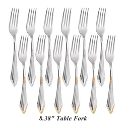 6-Piece Dinner Fork Set Partial Gold Stailess Steel 304 Table Flatware Metal Forks Dishwasher Safe High Quality Set of 6