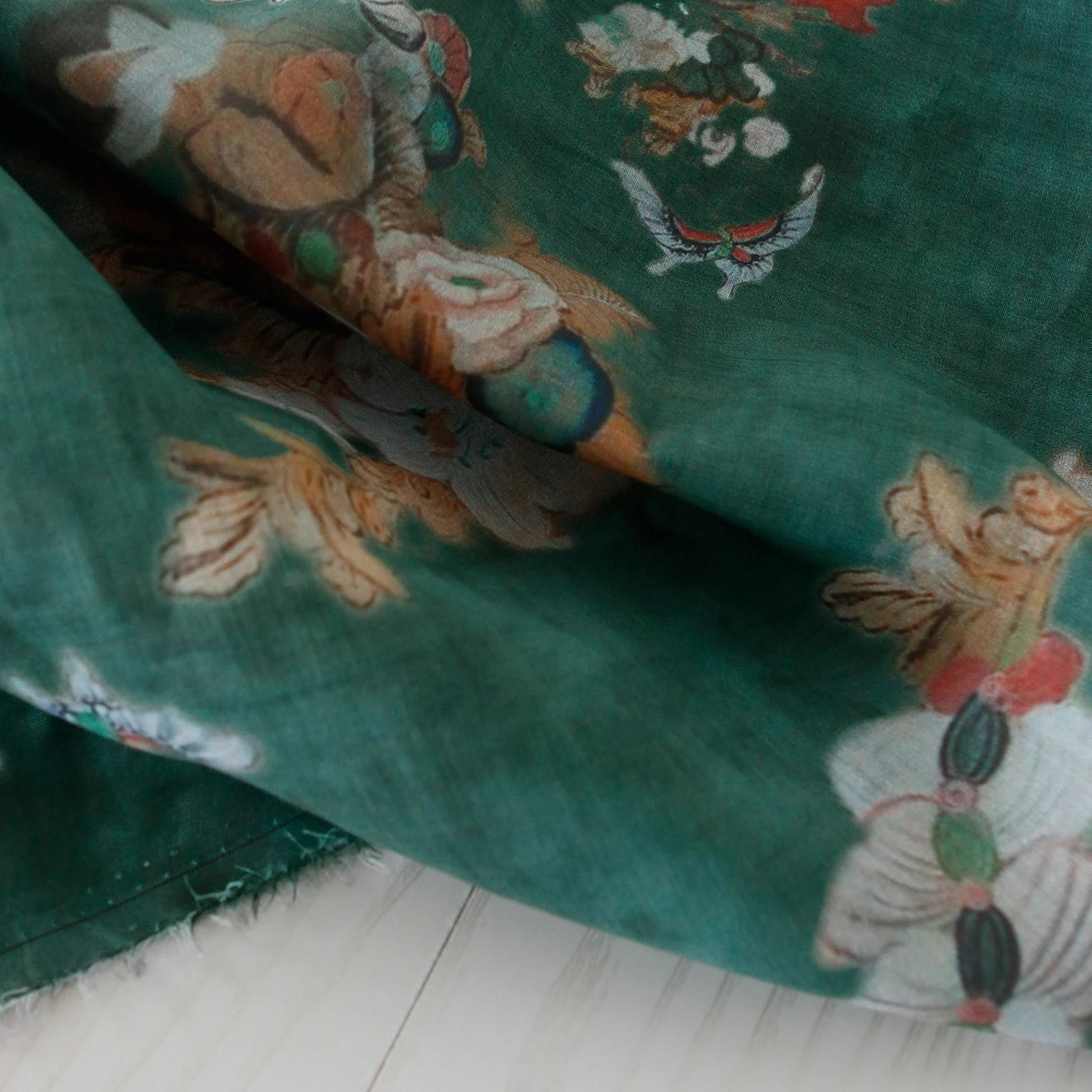 1yard National style peony flower tela high quality pure ramie fabric dress shirt bag cheongsam fabric for clothing