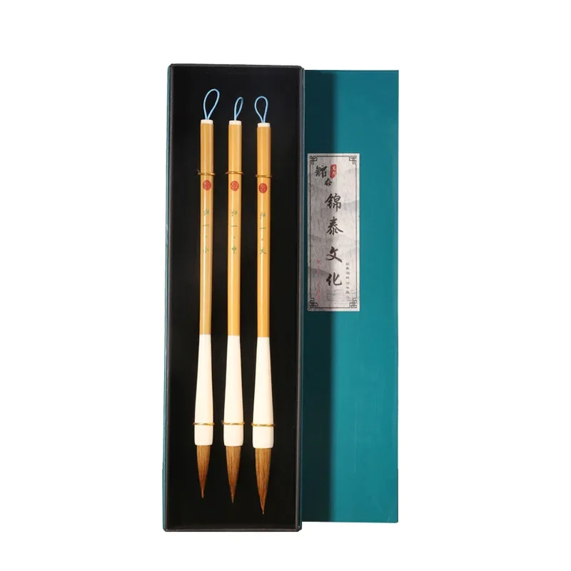 Juego de pinceles de caligrafía de pelo de comadreja con escritura Regular, pelo de lana suave, pincel chino, pincel de pintura, suministro de arte para principiantes