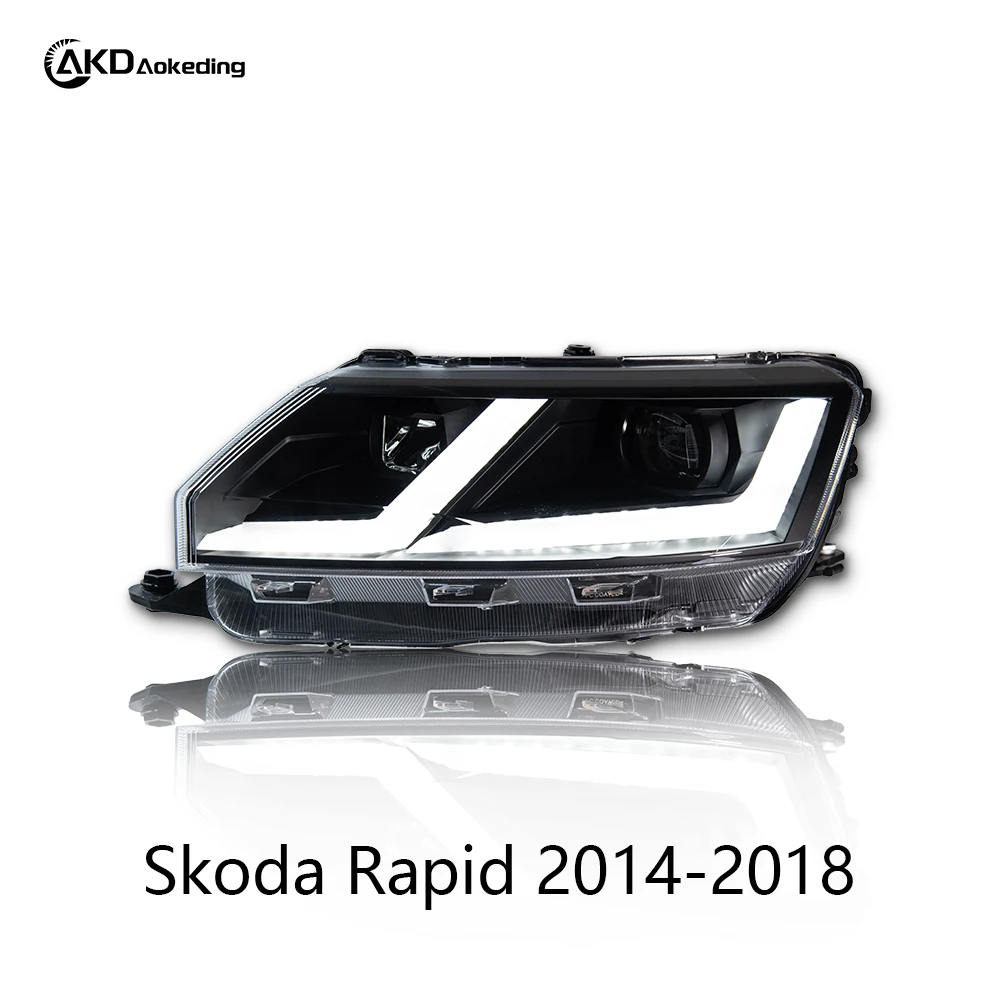 AKD Car Lights For Skoda Rapid Headlight Projector Lens 2014-2018 Design Dynamic Signal LED Headlights Drl Automotive Accessory