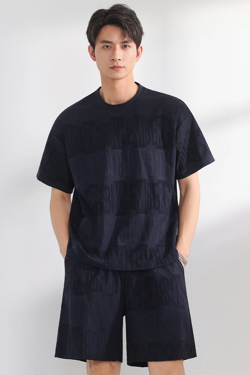 【Top 5-Point Pants】Men's T-Shirt Set Summer Fashion Crew Neck Sports Casual Cycling Jogging Daily Outing Breathable Comfortable view 6