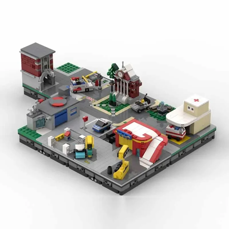 Street View Model MOC Bouwsteen Mobiele Stad Land Boerderij Speelset Modulaire Technologie Cadeau Vakantie Monteer Kinderen Speelgoedpak