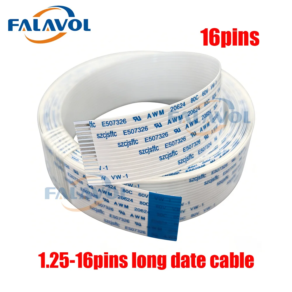 FALAVOL 16Pins 1.25mm Pitch B Type FFC Long Data Cable for Crystaljet Infiniti Icontek Phaeton Printer 1.25mm 16P FFC Flat Cable