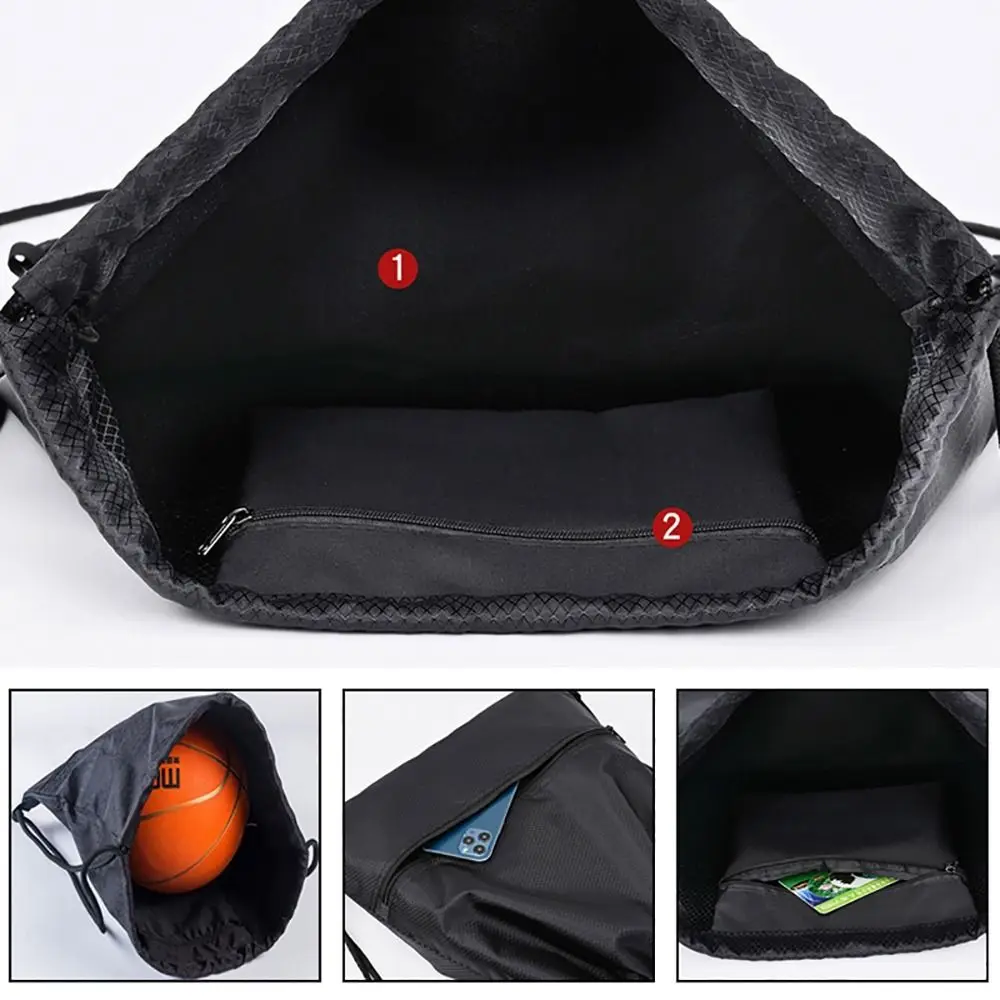 Waterproof Drawstring Pocket Simple Backpack Unisex Fitness Backpack Lightweight Basketball Helmet Storage Bag Oxford Zipper Bag