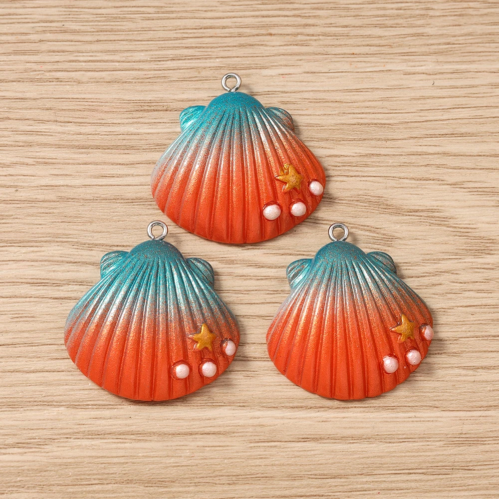 Tusember 5 Stück Niedliche Bunte Große Muschel-Anhänger für Ohrringe Halsketten Armbänder DIY Sommer Strand Schmuckherstellung Zubehör – Detail 7