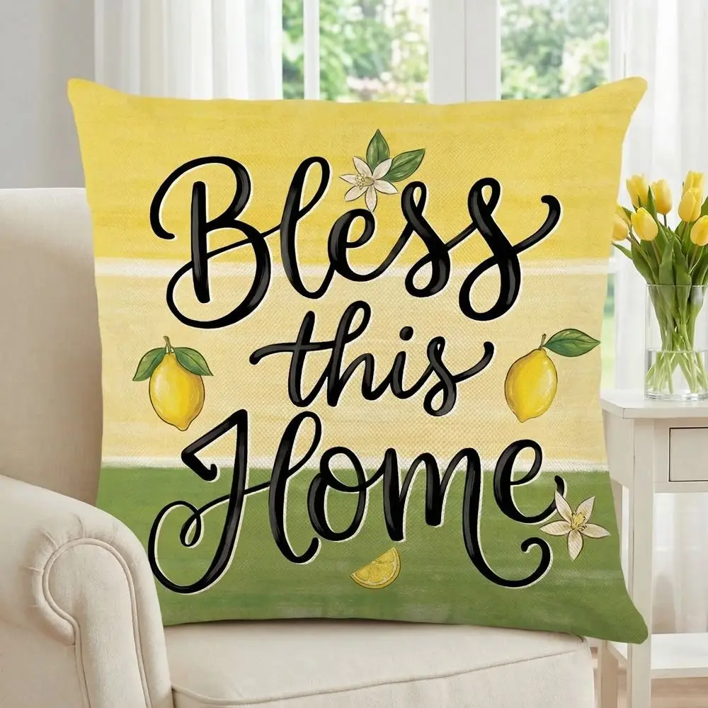 45*45 CM Lemon Pattern Pillowcase Fruit Pattern Soft Throw Pillow Case Detachable Wear Resistant Pillowslip Spring Summer
