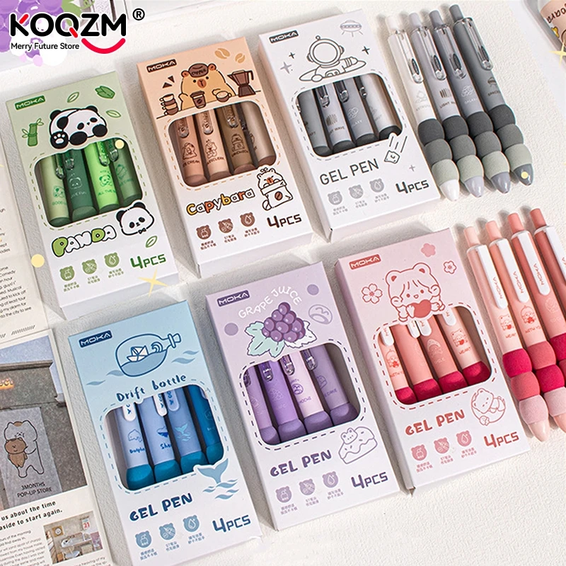 4Pcs Cartoon Cute Capybara Gel Pens Quick-Drying Writing Smooth Elegant Neutral Pens Aesthetic Stationery Office School Supplies