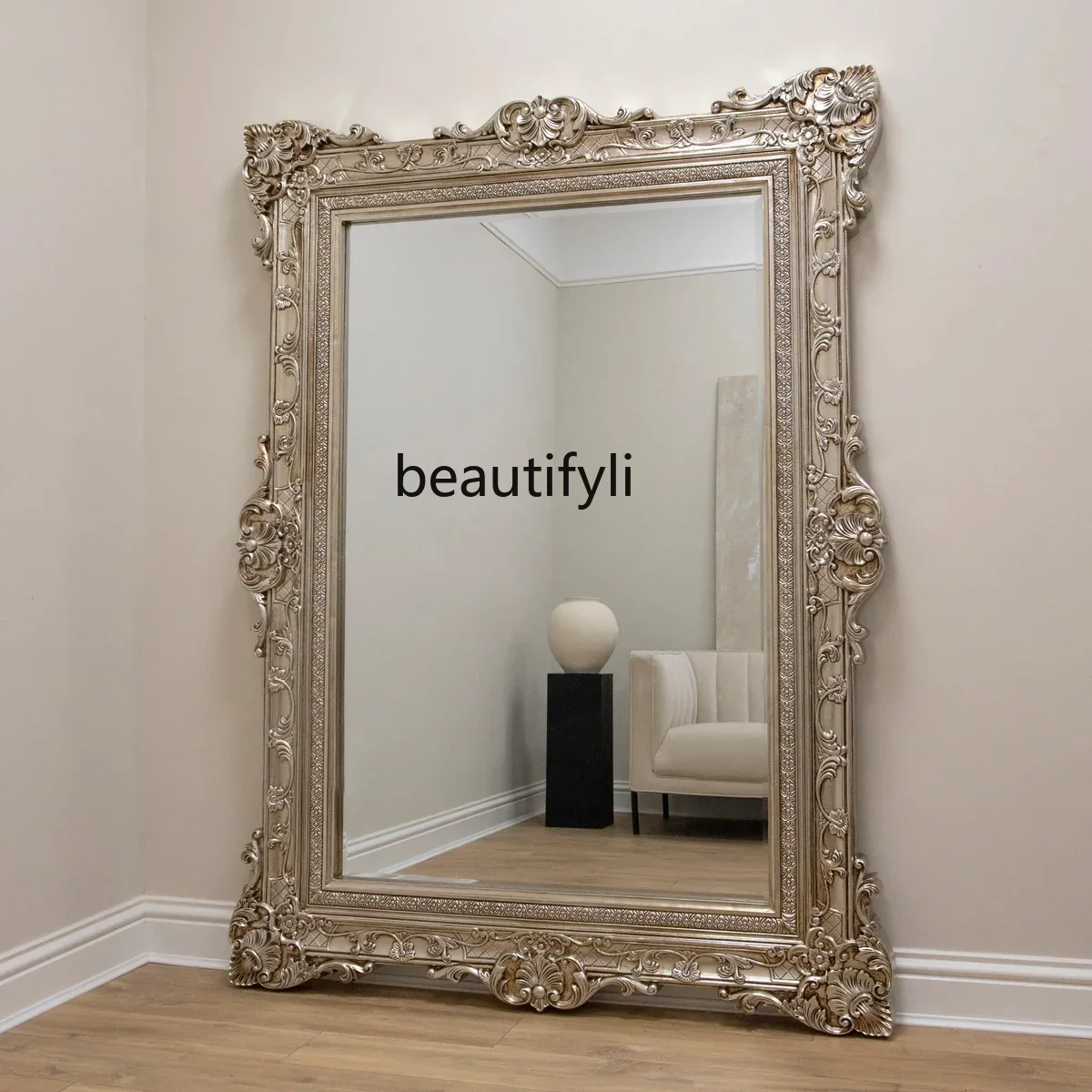 

ssK178 French home floor fitting American European retro carved bedroom wall hanging full-length mirror