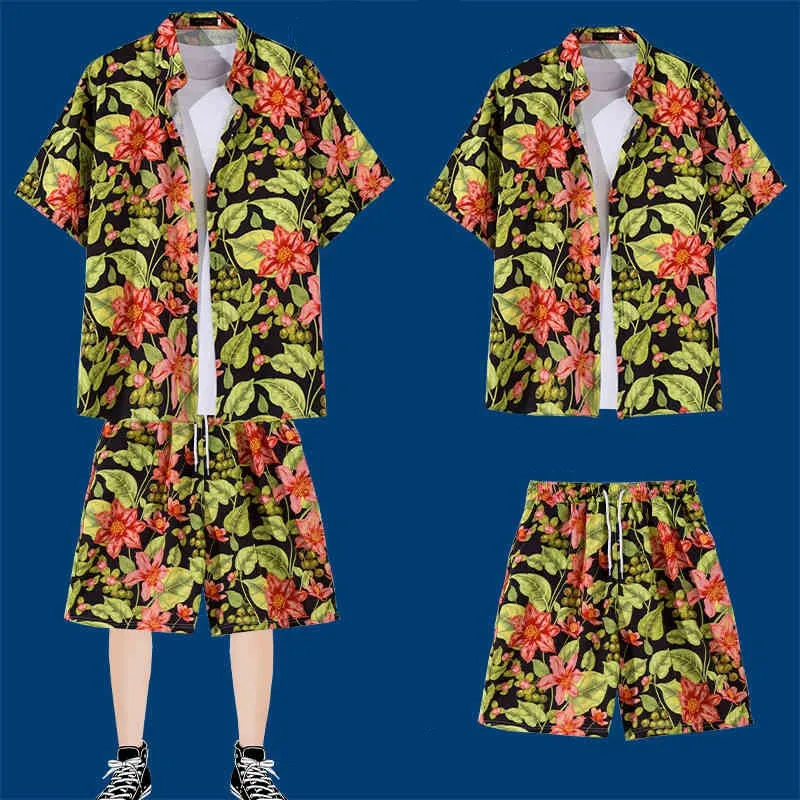 Coconut Tree Beach 3d Print Hawaiian Shirt Suit Men Clothing Summer Oversized Surf Beach Shirts Casual Short-sleeved Blouse Tops