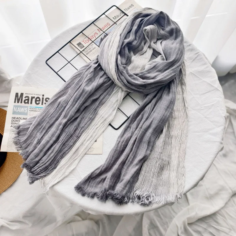 New arrival japanese and korean artsy style stripes scarf spring & fall thin women's shawl color matching double-sided mori