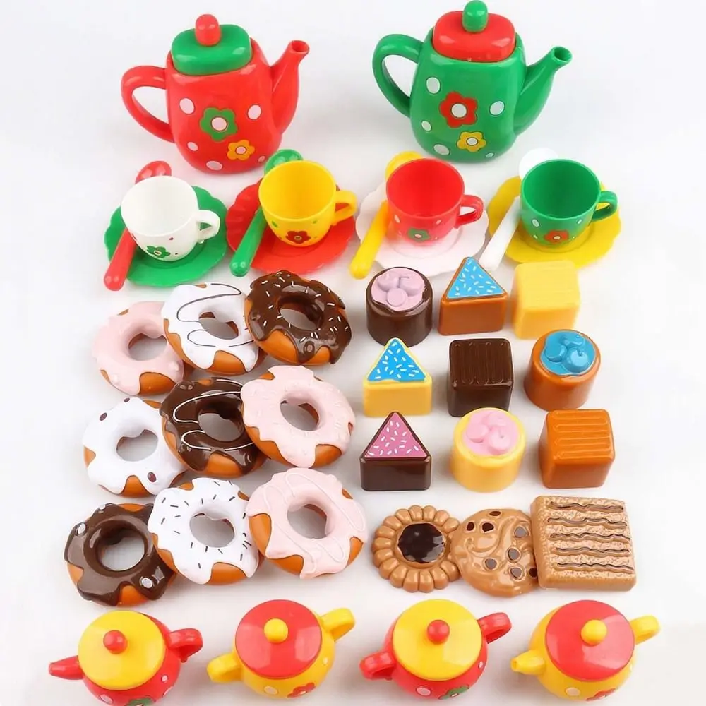 Cake Dessert Afternoon Tea Set Simulation Food Pretend Play Playhouse Kitchen Toys Plastic Teapot Tea Set for Girls