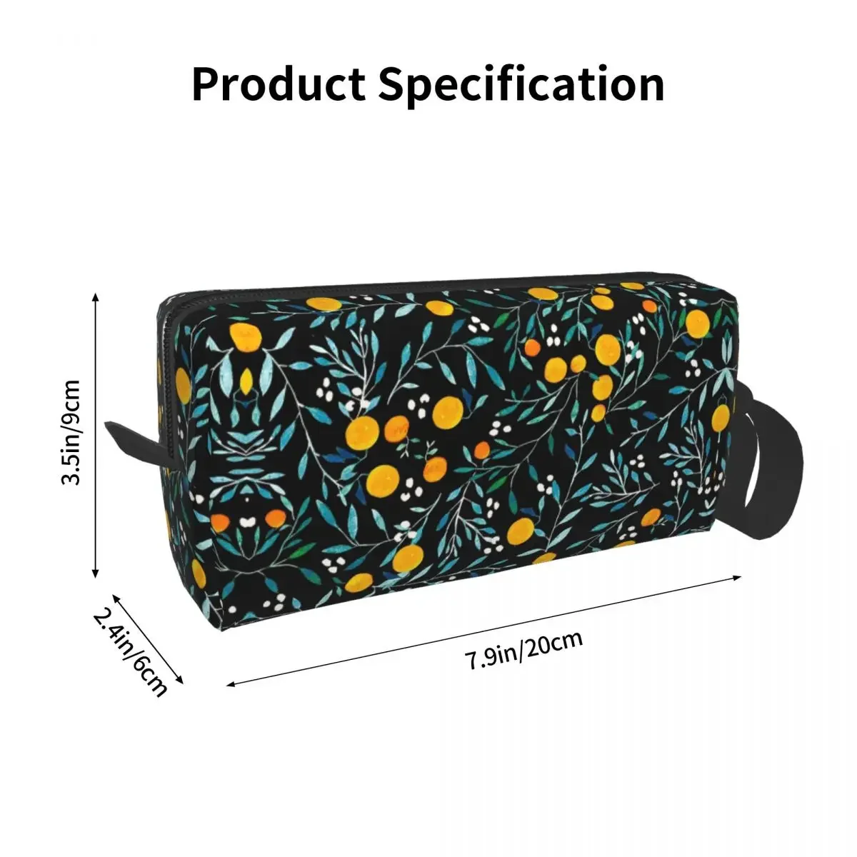 Oranges On Black Makeup Bag Cosmetic Organizer Storage Dopp Kit Toiletry Cosmetic Bag for Women Beauty Travel Pencil Case