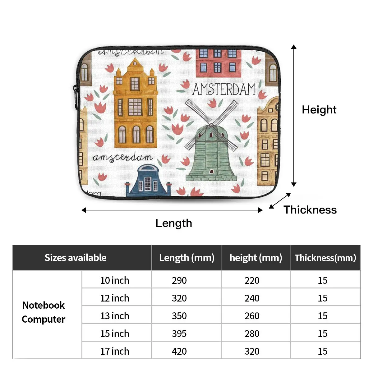 Historic Buildings Notebook Laptop Bag Case Pouch 10 12 13 15 17 Inch Notebook Sleeve Cover Bag Tablet Shockproof Case Bag