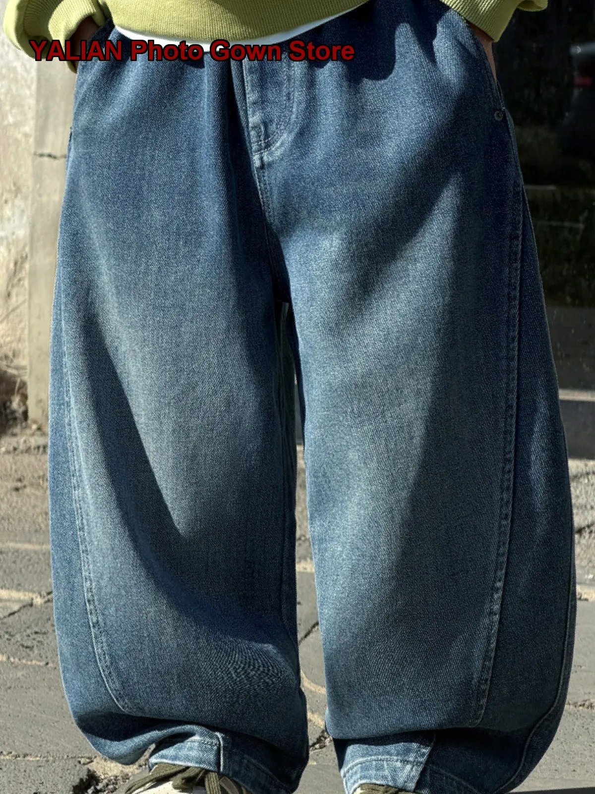 Boys Long Denim Pants Kids Autumn High Waist Warm Solid Color Older Kids