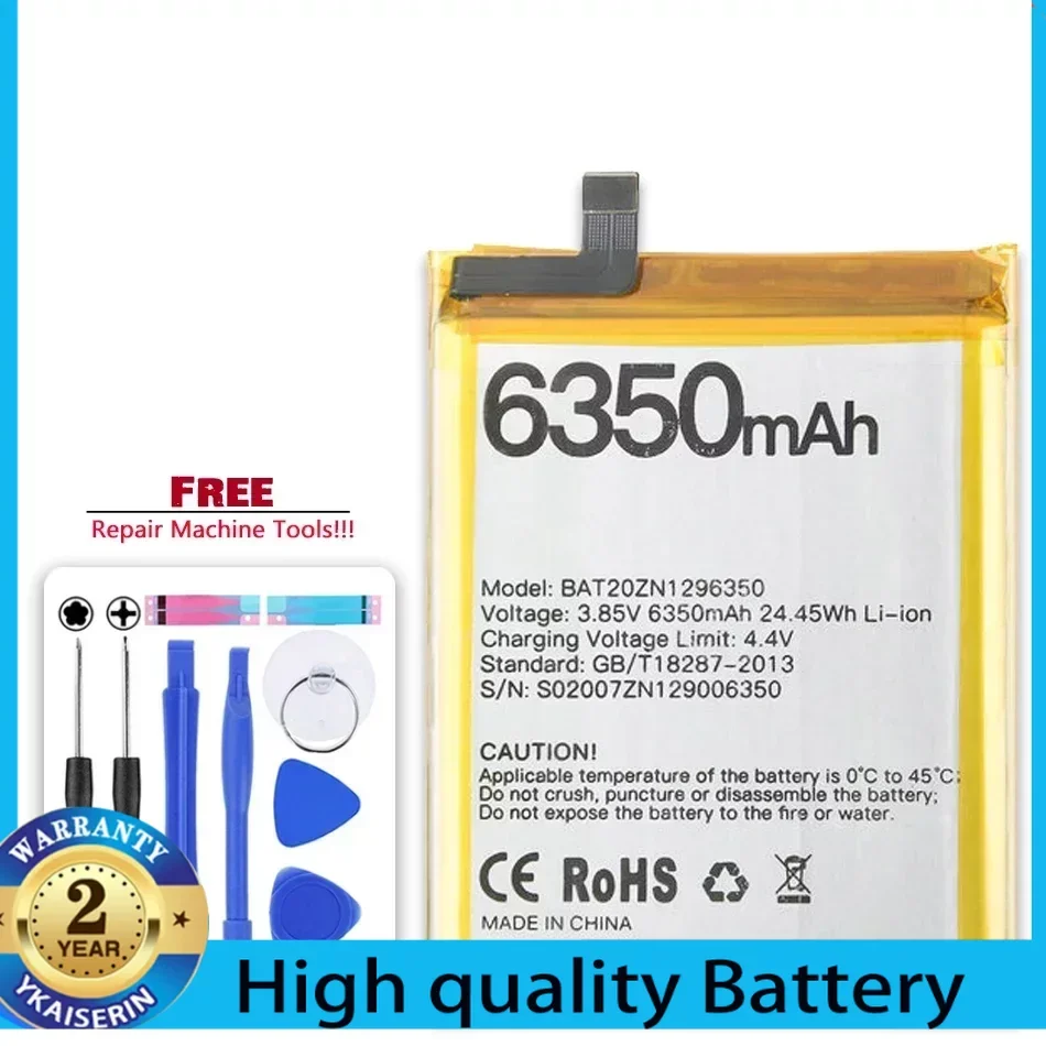 BAT20ZN1296350 6350mAh Mobile Phone Battery for DOOGEE S96 Pro/S96Pro Portable Batteries for Cell Phones Warranty 2 Years