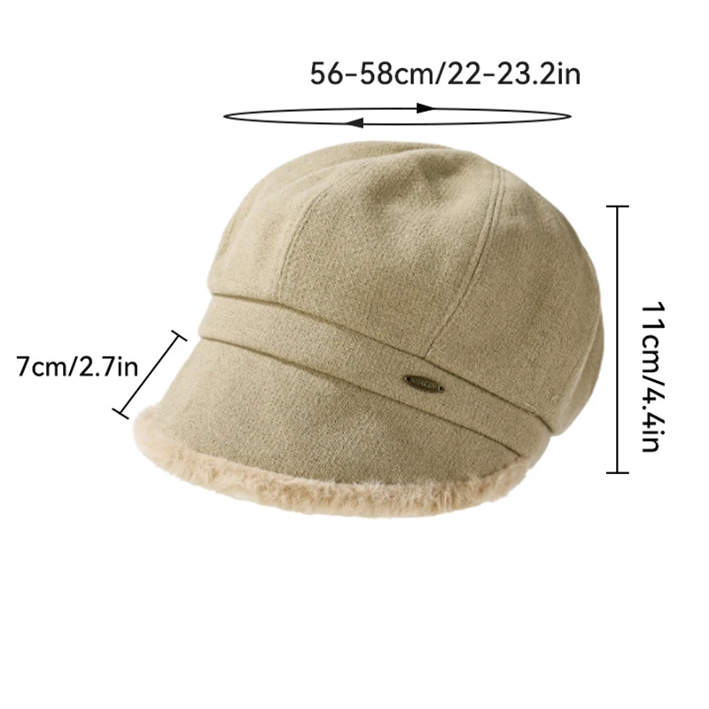 الشتاء في الهواء الطلق سميكة ودافئة الصوف مثمنة قبعة الرجعية النمط البريطاني الوجه تعزيز قبعة المرأة موزع الصحف قبعة