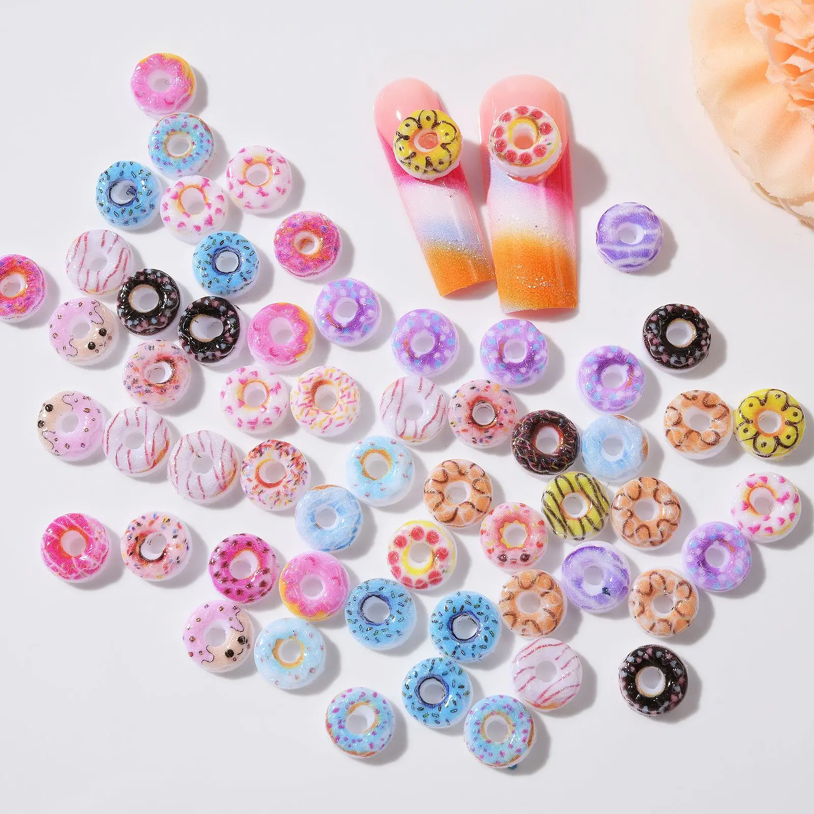 20pcs Cute Donut Nail Art Decorations Mini Sweet Dessert DIY Accessories for Phones Cases and Nails