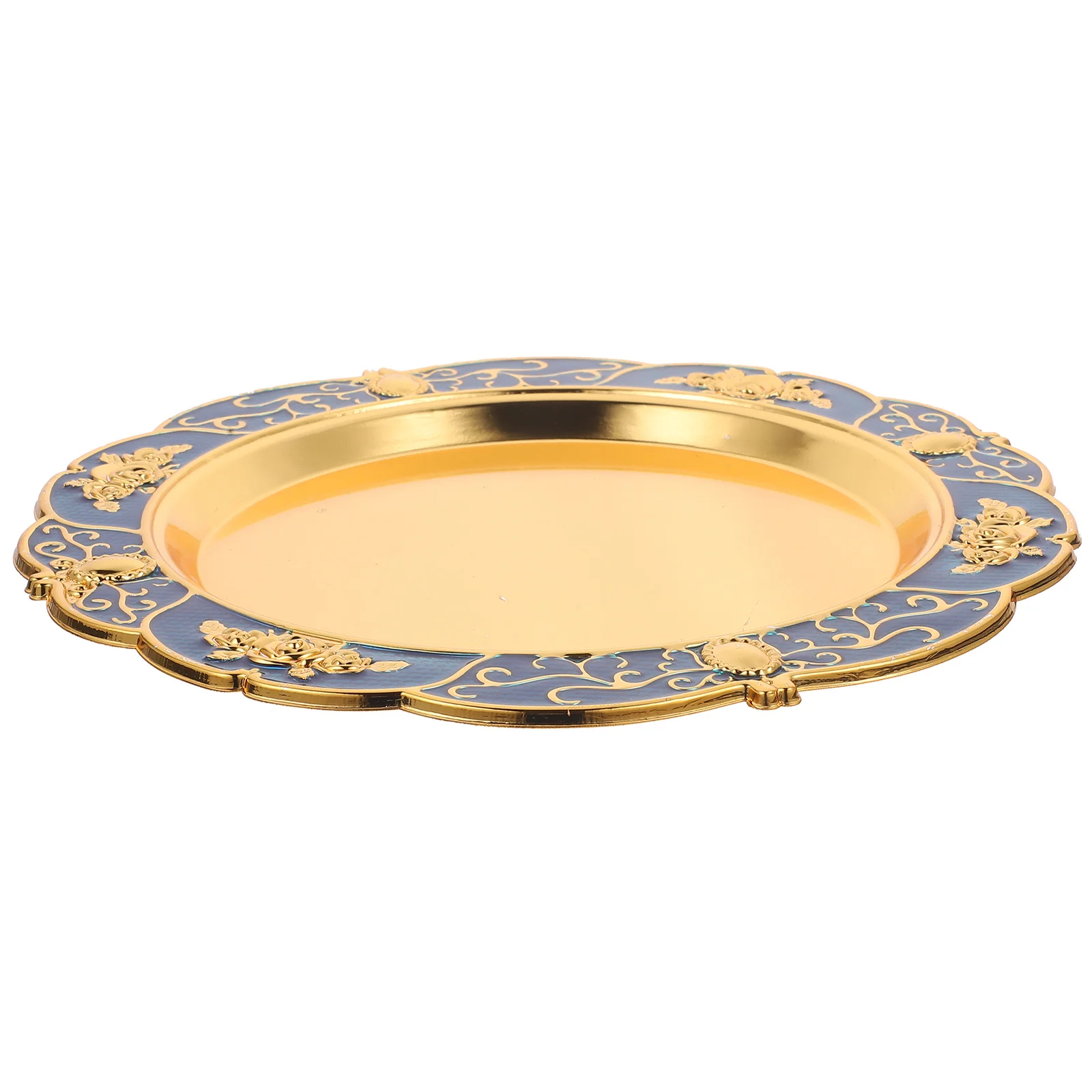 

1pc European Style Round Metal Tray 30Cm Smooth Surface For Fruit Dessert Serving Elegant Home Decoration Kitchen Barware