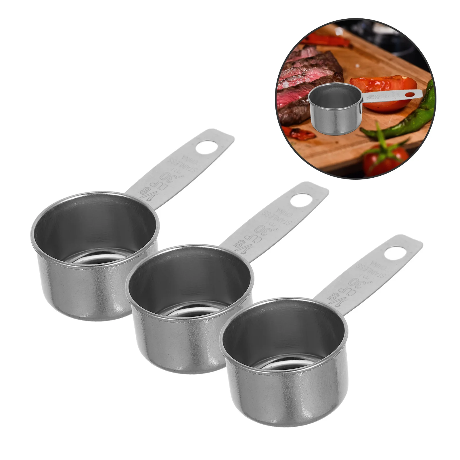 

3Pcs Stainless Steel Sauce Dipping Cups with Handle Smooth Finish for Condiments Ketchup Mustard Dip Bowls for Home Restaurant