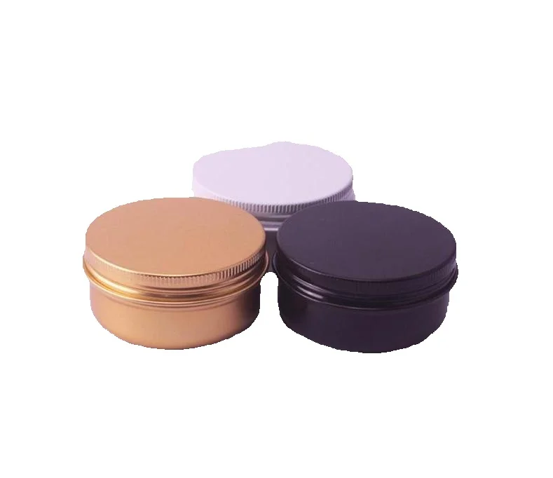 50g Aluminum Jar Gold Black White Cosmetic Cream Packing Tin Metal Container Aromatherapy Wax Storage Pot Screw Lid Wholesale