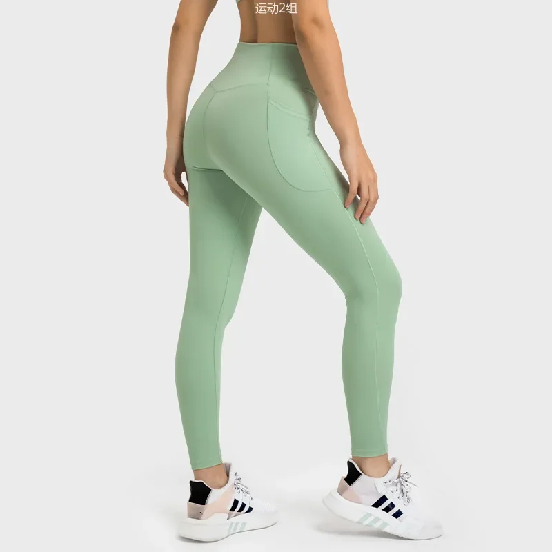 

New Waist Cross Yoga Pants Elastic Soft Nude Breathable Running Sports Fitness Nine-point Pants