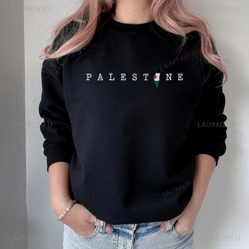 

Palestine Gaza Sweatshirts Palestine Gaza Map Graphic Pullover Personalized Clothing Pullover Hoodie Very Simple Style