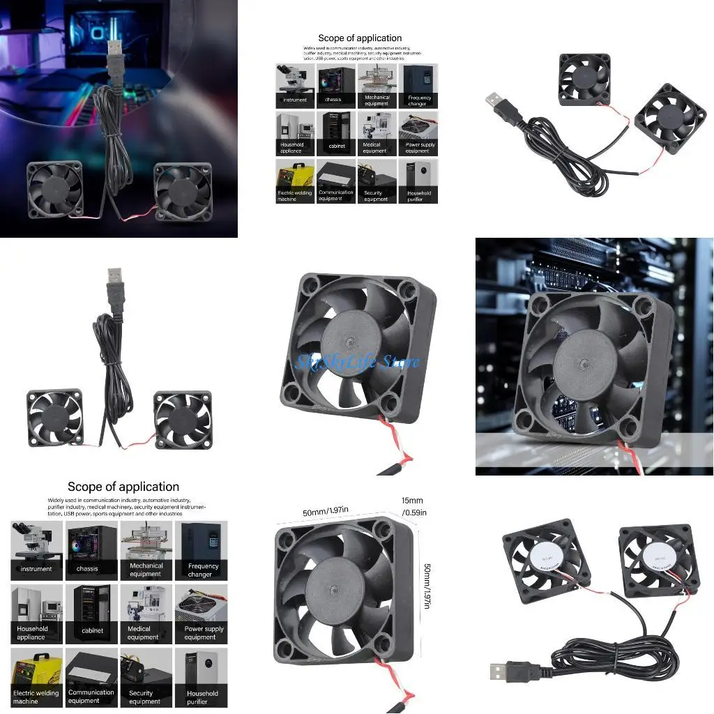 

E65E 5015 5V Cooling Fan USB-Powered 12.6CFM Quiet Operation For Electronics Equipment Computer Components 50x50x15mm