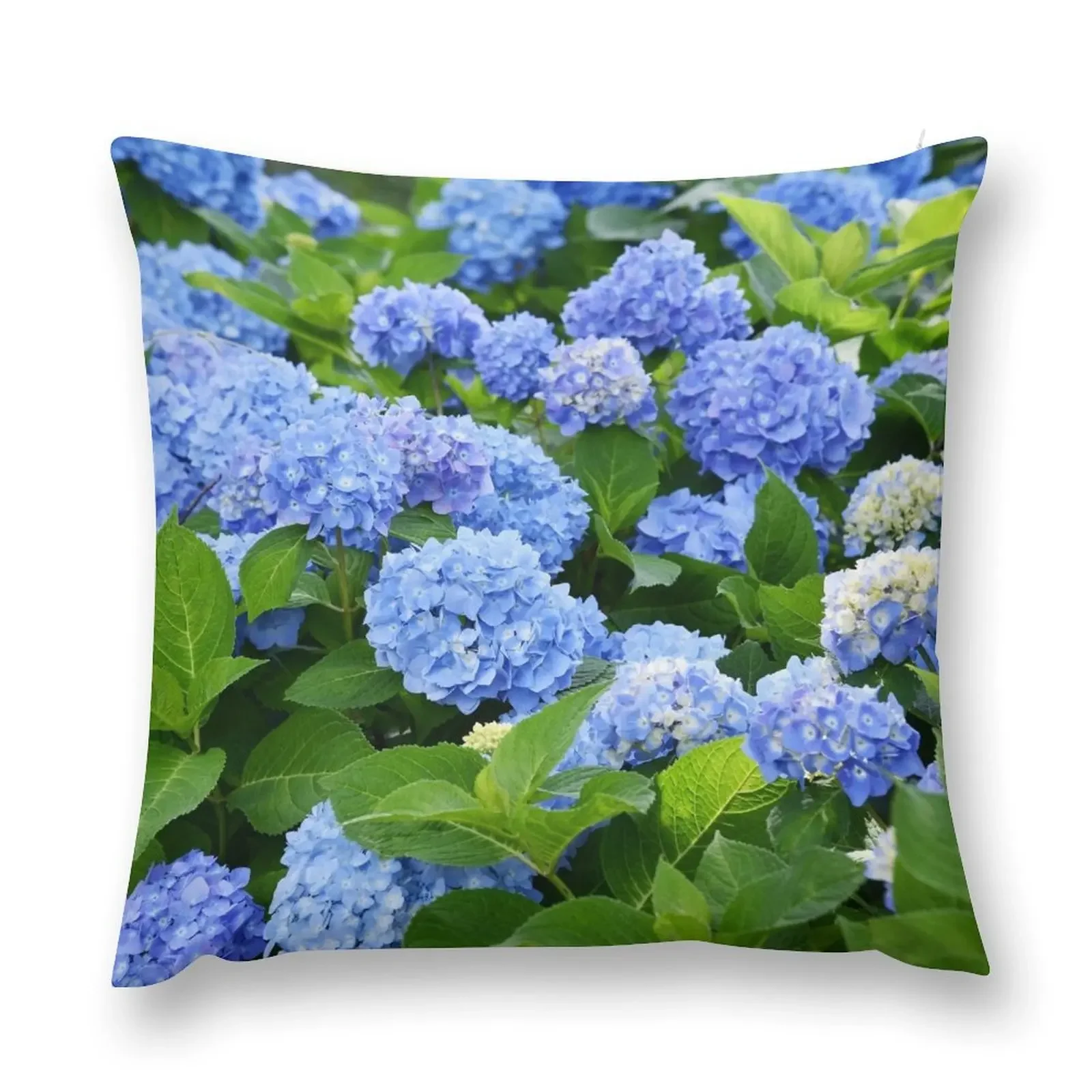 

Beautiful Purple & Blue Nantucket Hydrangeas Blooming Throw Pillow New year Decorative Cushions For Living Room pillow