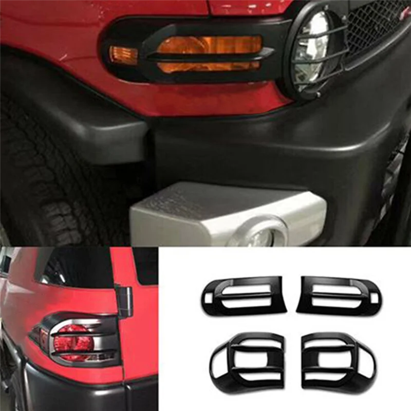 A77I 4 PCS Front Fog Lamp Turn Signal Box Rear Taillight Protection Cover Car Accessories Matte Black For Toyota FJ Cruiser 2007
