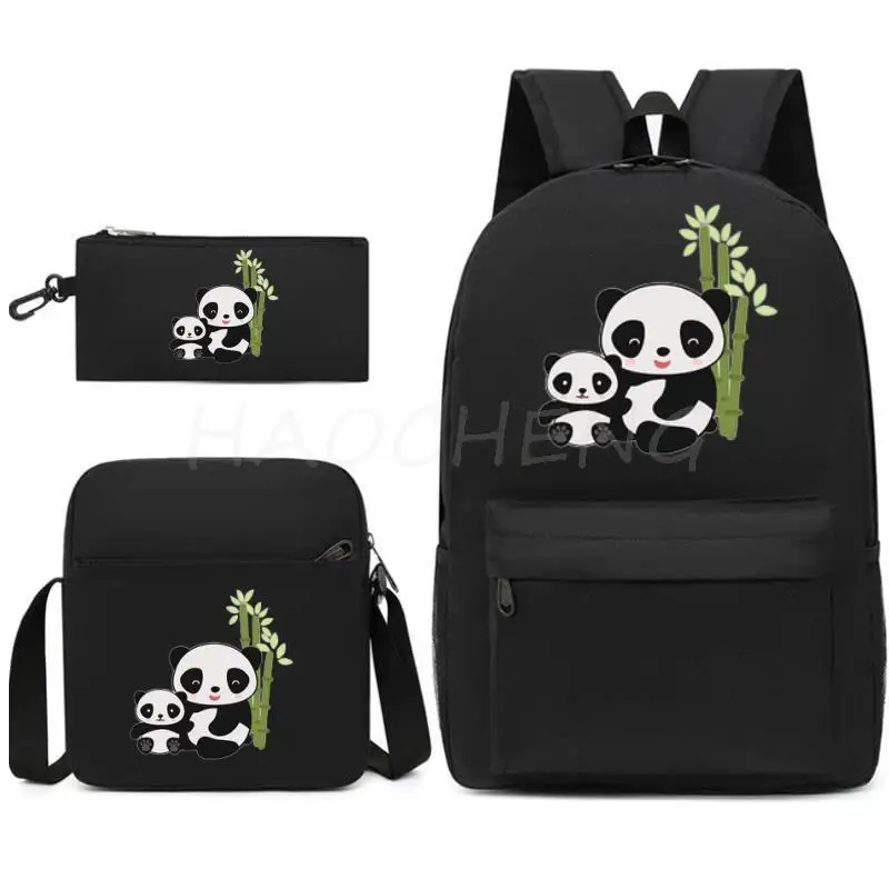 

Hot Cute Big Panda School Bags 3pcs Set Backpack Students Cartoon Printed Backpacks for Girls and Boys Bookbag Travel Bag