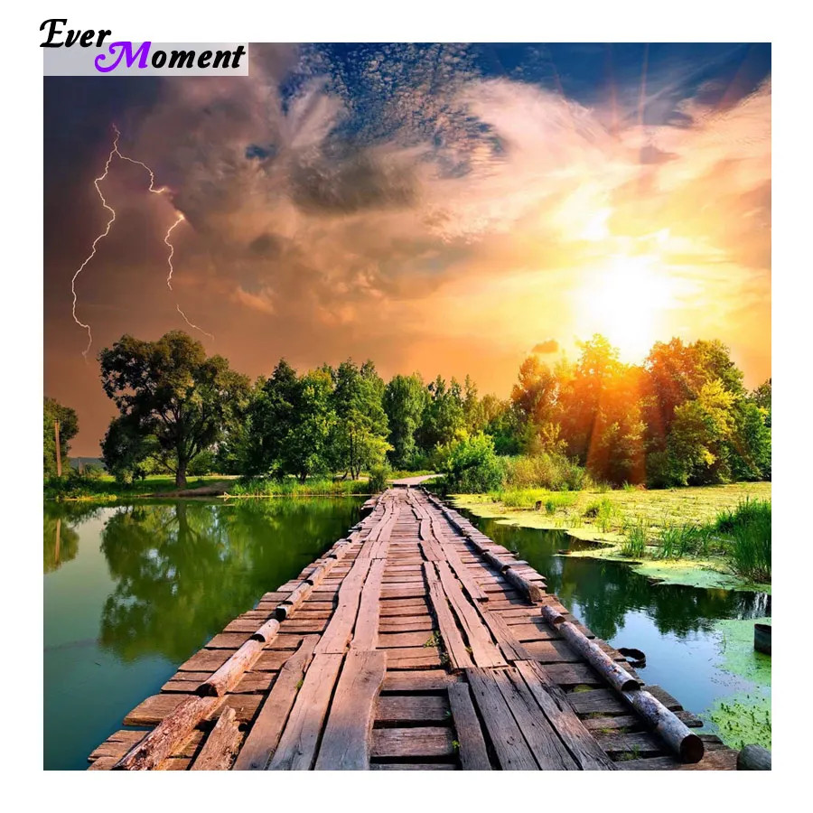 Ever Moment Diy Diamond Painting 3D Sets For Diamond Embroidery Diamond Mosaic Needlework Handmade Sunset Pier ASF404