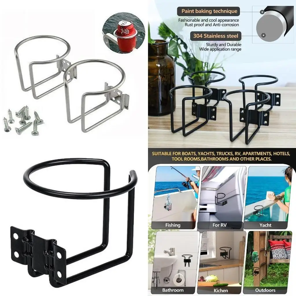 

652F Boat Rings Cup Drink Holder Stainless Steel Universal Drinks Holders for RVs Car Trailer Marine Yacht Truck Hardware