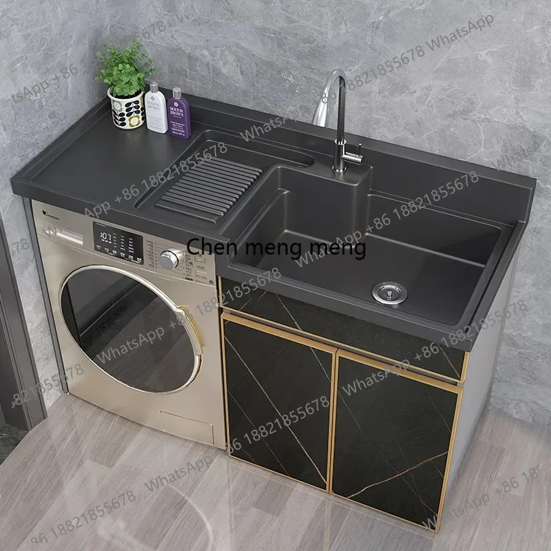 Sink Basin Laundry Cabinet Space Aluminum Drum Integrated Companion Living Room Cabinets with Washboard Furniture