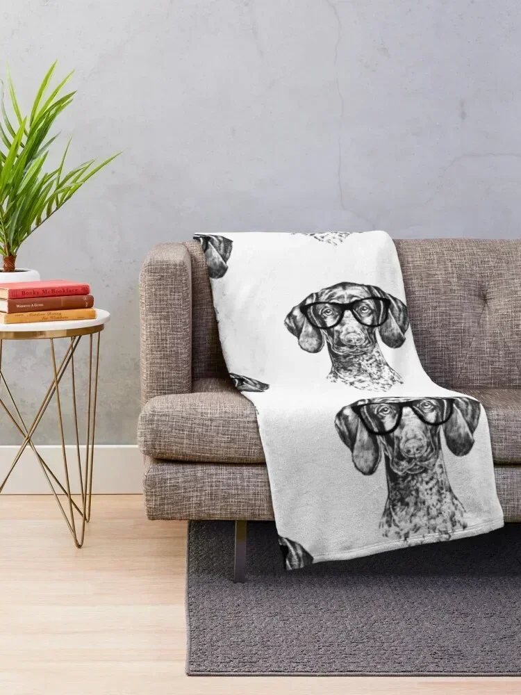 Hipster German Shorthaired Pointer Dog Line Drawing Throw Blanket Quilt halloween Cute Decorative Beds Blankets