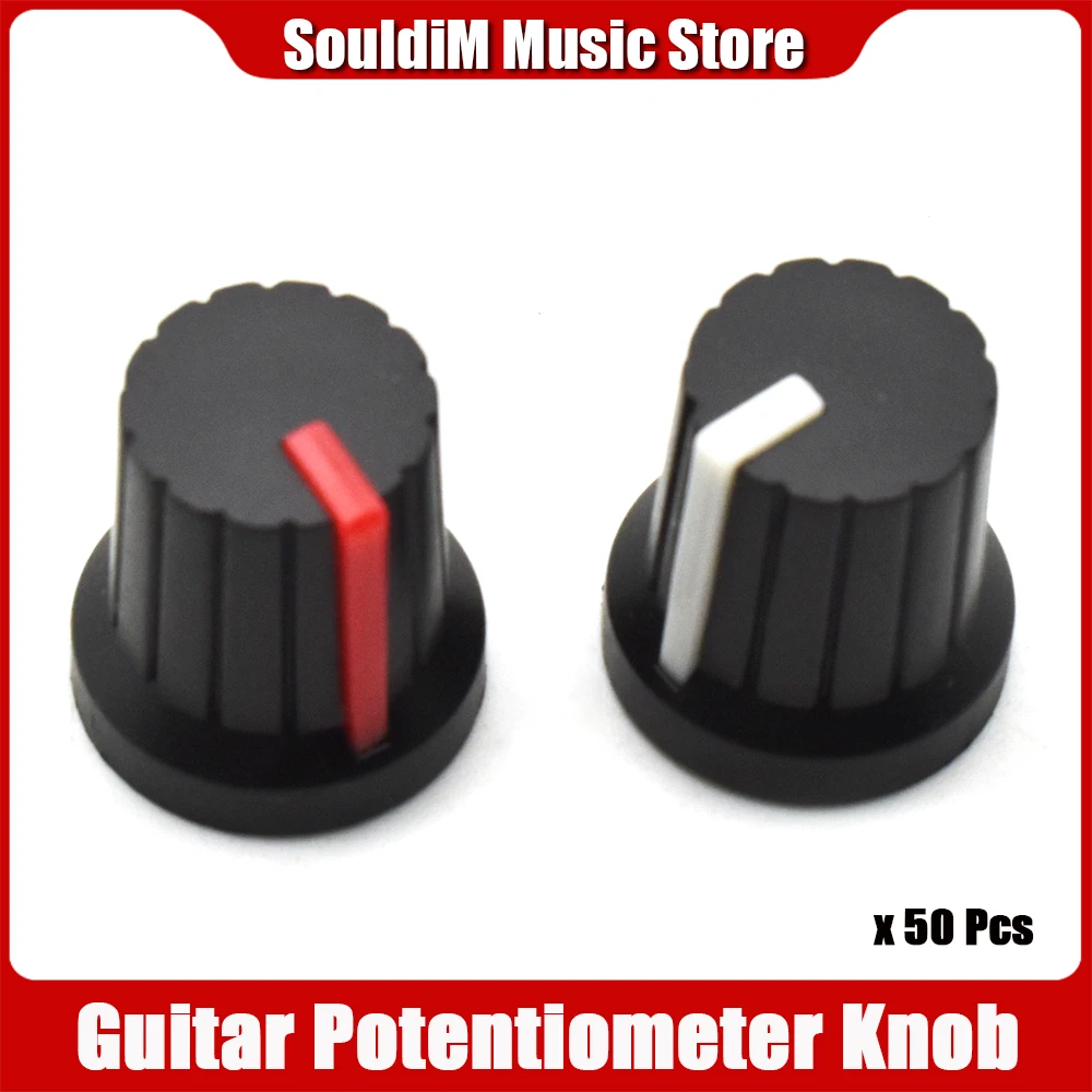 50pcs Plastic Electric Guitar Effect Pedal Knobs Guitar Amplfier Control Knobs White Lines Potentiometer Knob Guitar Parts