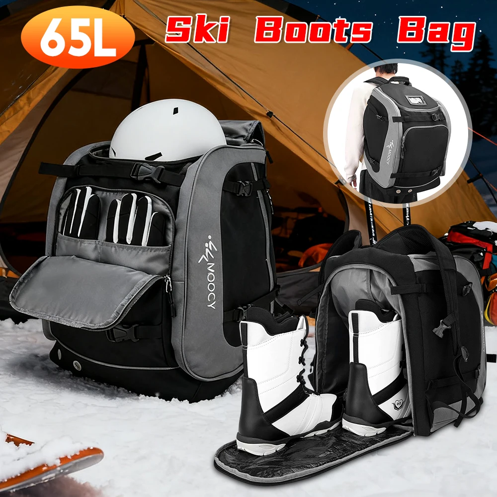 

65L Ski Backpack Boot Bag Waterproof Helmet Clothing Rucksack Unisex Large Capacity Carrying Bag For Outdoor Hiking Skiing New